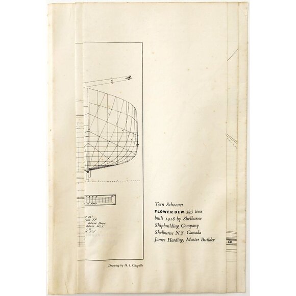 1961 Flower Dew Tern Schooner Ship Drawing Blueprint Shelburne Shipbuilding E2J4 - Picture 5 of 5